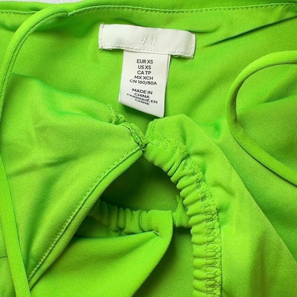 NWOT H&M Neon Bright Green Maxi Dress XSMALL - Picture 6 of 6